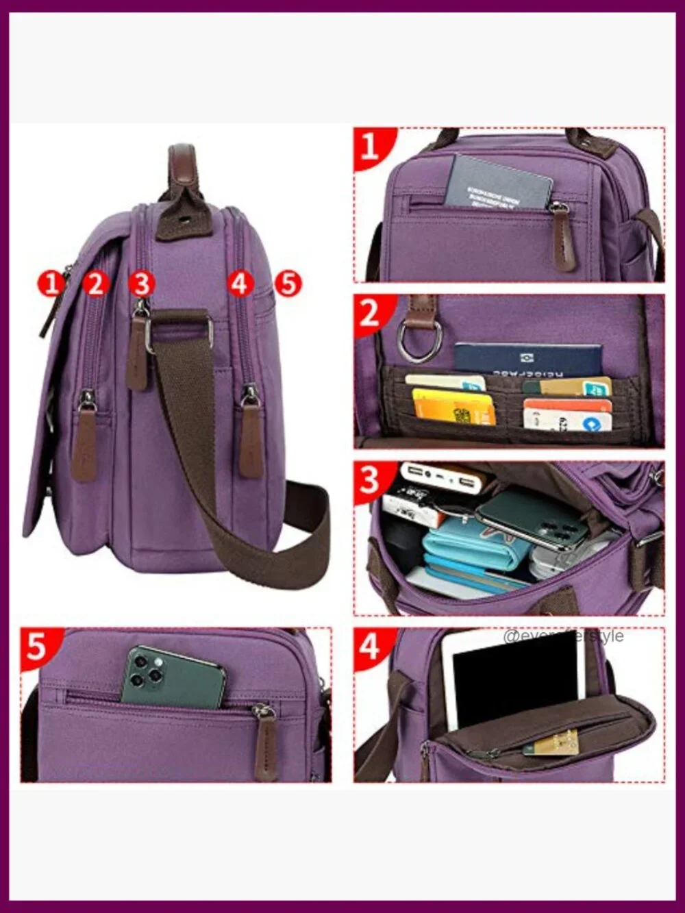 Small Canvas Crossbody Shoulder Messenger Bag with Multiple Pockets